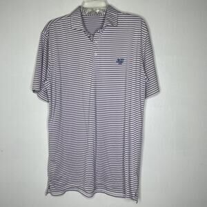 Holderness & Bourne Polo Shirt Mens Large Blue White Striped MCC 1915 Golf Club